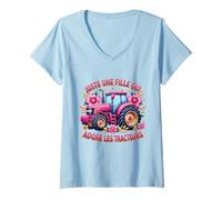 Femme Juste Une Fille Qui Adore Les Tracteurs Humour Agricultrice T-Shirt avec Col en V