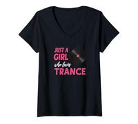 Femme Juste une fille qui aime la musique transe - Deep House Music T-Shirt avec Col en V