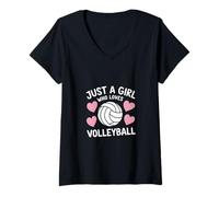 Femme Juste Une Fille Qui Aime Le Volleyball T-Shirt avec Col en V