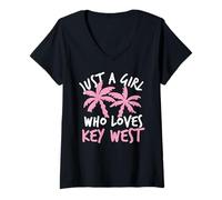 Femme Juste Une Fille Qui Aime Les Vacances à Key West, en Floride T-Shirt avec Col en V