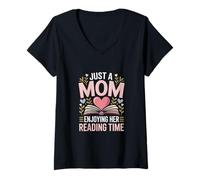 Femme Juste Une Maman Qui Profite de Son Temps de Lecture T-Shirt avec Col en V