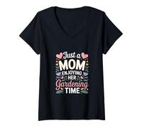 Femme Juste Une Maman Qui Profite de Son Temps pour jardiner des Fleurs T-Shirt avec Col en V