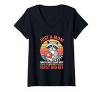 Femme Juste une maman qui revenait toujours avec la trousse de premiers soins T-Shirt avec Col en V