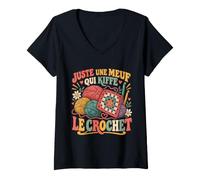 Femme Juste Une Meuf Qui Kiffe Le Crochet Pelotes T-Shirt avec Col en V