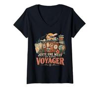 Femme Juste Une Meuf Qui Kiffe Voyager Aventure T-Shirt avec Col en V