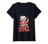 Femme Juste Une Petite Chose Douillette, Grand-mère Tricote Une Mignonne T-Shirt avec Col en V