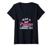 Femme Juste Une Princesse menant Une Vie Normale T-Shirt avec Col en V