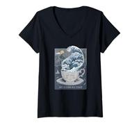 Femme Juste une tempête dans une tasse de thé - Bien-être mental surréaliste T-Shirt avec Col en V