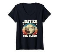 Femme Justice for Pluto Vintage N'oubliez jamais Les Sciences spatiales Amusantes T-Shirt avec Col en V