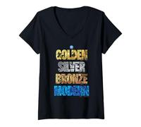 Femme Justice League DC Across The Years T-Shirt avec Col en V