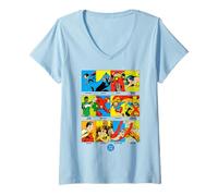 Femme Justice League DC Hero Panels T-Shirt avec Col en V