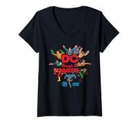 Femme Justice League DC Through The Ages T-Shirt avec Col en V
