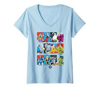 Femme Justice League DC Villain Panels T-Shirt avec Col en V