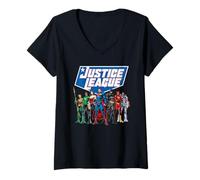 Femme Justice League Modern Line Up T-Shirt avec Col en V