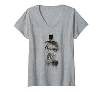 Femme Justice League Movie Batman Over League T-Shirt avec Col en V