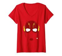 Femme Justice League The Flash Large Face Mask T-Shirt avec Col en V