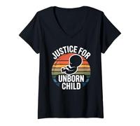 Femme Justice pour Les Enfants à naître - Retro Pro-Life T-Shirt avec Col en V