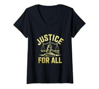 Femme Justice pour tous les policiers policiers T-Shirt avec Col en V