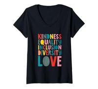 Femme Justice Sociale Bonté Égalité Inclusion Diversité Amour T-Shirt avec Col en V