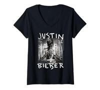 Femme Justin Bieber Purpose Album Cover by Rock Off T-Shirt avec Col en V