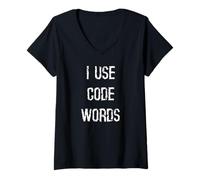 Femme J'utilise des Mots de Code T-Shirt avec Col en V