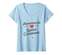 Femme K-Drama Amoureuse de Séries Coréennes Fan K Drama Femme T-Shirt avec Col en V