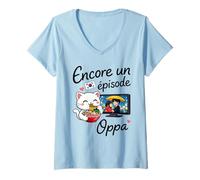 Femme K-Drama Encore Un Épisode Chat Ramen Séries Coréennes Kdrama T-Shirt avec Col en V