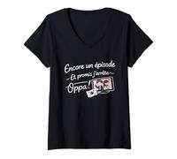 Femme K-Drama Encore Un Épisode Oppa Fan de Séries Coréennes T-Shirt avec Col en V