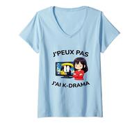 Femme K-Drama Série Coréenne en Pause - Fan Drama Coréen Humour T-Shirt avec Col en V