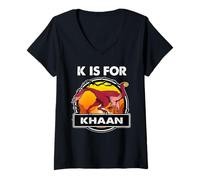 Femme K is for Khaan Dinosaurs Alphabe for Dinosaur Lover T-Shirt avec Col en V