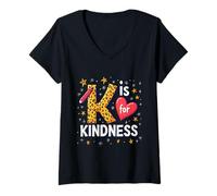 Femme K is for Kindness Lettre ludique et gai T-Shirt avec Col en V