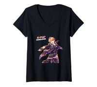 Femme K-Pop Dance Spin Anime Idol Energy T-Shirt avec Col en V
