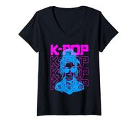 Femme K-Pop Fan Girl - Amateur de musique K-Pop coréen vintage T-Shirt avec Col en V