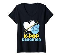 Femme K-Pop Fille Amateur de Musique coréen K-Pop Mignon T-Shirt avec Col en V