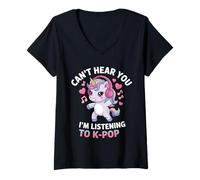Femme K-Pop Je ne t'entends Pas J'écoute K-Pop K Pop Kawaii Kpop T-Shirt avec Col en V
