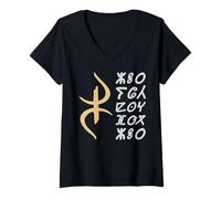 Femme Kabyle Amazigh Symbole Yaz Tifinagh Tattoo Amazigh Berbère T-Shirt avec Col en V