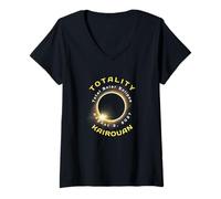 Femme Kairouan Tunisie Total Solar Eclipse 2 août 2027 Souvenirs T-Shirt avec Col en V