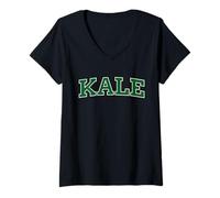 Femme Kale University Leaf Green Jardinier Bio végétalien T-Shirt avec Col en V