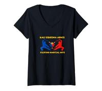 Femme Kali Eskrima Arnis Arts martiaux philippins T-Shirt avec Col en V