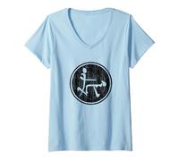 Femme Kama Sutra Chinois Antique - Design inspiré du Symbole Pinyin T-Shirt avec Col en V