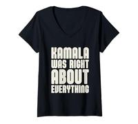 Femme Kamala Avait Raison sur Tout T-Shirt avec Col en V
