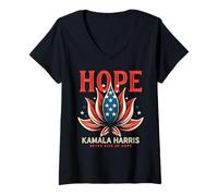 Femme Kamala Harris Hope T-Shirt avec Col en V