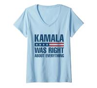 Femme Kamala Was Right About Everything Drapeau américain T-Shirt avec Col en V
