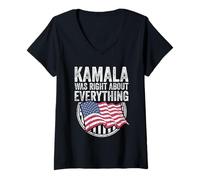 Femme Kamala Was Right About Everything Drapeau des États-Unis T-Shirt avec Col en V