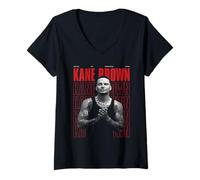 Femme Kane Brown Repeating Name with Photo Country Music T-Shirt avec Col en V