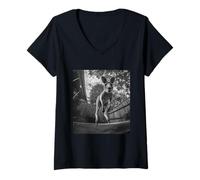 Femme Kangourou Amusant sautant sur Le Trampoline T-Shirt avec Col en V