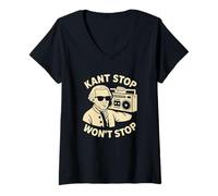 Femme Kant Stop Won't Stop Philosophie Humour T-Shirt avec Col en V