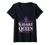 Femme Karaoké Fun Karaoké Night Vibes Enthusiast Cadeau de chant T-Shirt avec Col en V