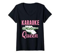 Femme Karaoke Queen T-Shirt avec Col en V