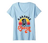 Femme Karaoke Queen T-Shirt avec Col en V